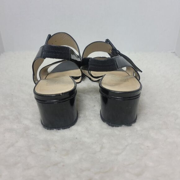 Salvatore Ferragamo Women's Slingback Shoes  Size 8 C Black Patent Block Heel - Picture 4 of 11